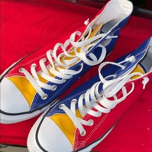multi colored converse shoes